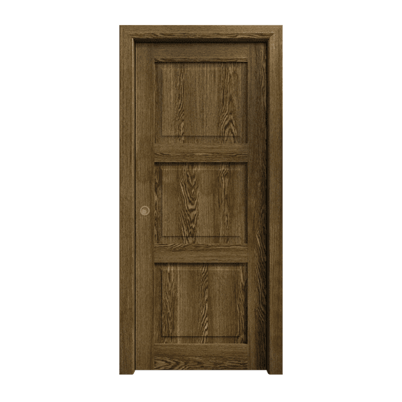 Sliding Pocket Door 18 x 84 inches | Ego 5010 Marble Oak | Kit Rail Hardware | Solid Wood Interior Bedroom Modern Doors