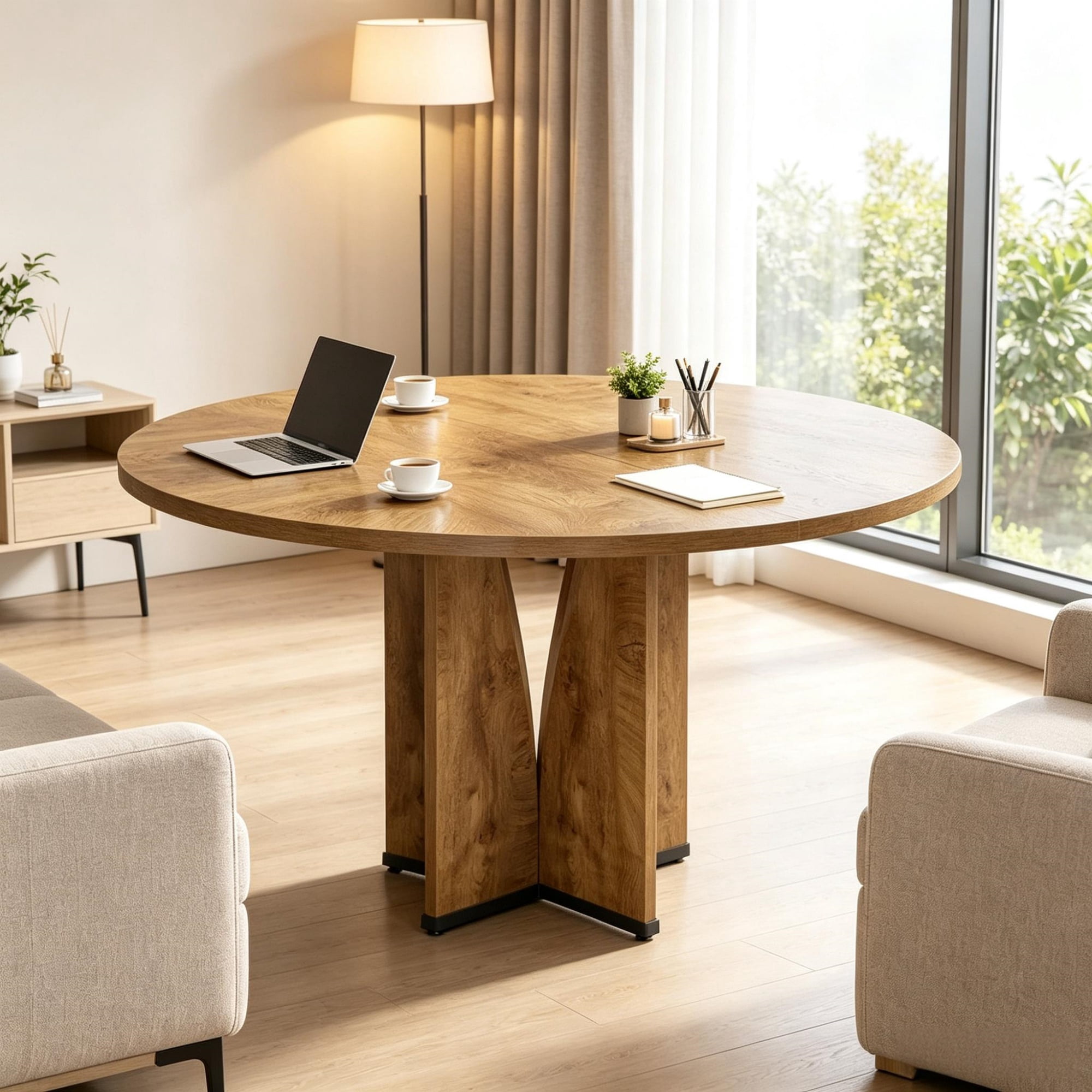 39 in Round Conference Table for 4 People, MDF Office Table for Meetings