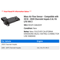 thumbnail image 2 of Mass Air Flow Sensor - Compatible with 2018 - 2020 Chevy Impala 3.6L V6 LFX VIN 3 2019, 2 of 2