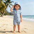 thumbnail image 2 of SGMVNU Baby Boys 1 Piece Swimsuit with Swim Cap Cartoon Print Swimwear for Summer Front Zipper Short Sleeve Swim Suit Blue-1 Size 18-24 Months, 2 of 6