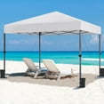 thumbnail image 2 of Songqin 10x10 1-Person Setup Pop Up Canopy Tent, Instant Portable Commercial Canopy Tent, Outdoor Gazebo with 1-Button Push, Wheeled Bag & 4 Sandbags for Home, Party & Outdoor, Silver-Coated White, 2 of 17