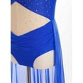 thumbnail image 6 of iiniim Girls Figure Ice Skating Dance Dress One Shoulder Rhinestone Sheer Mesh Leotard Gymnastics Ballet Dancewear Blue 12, 6 of 7