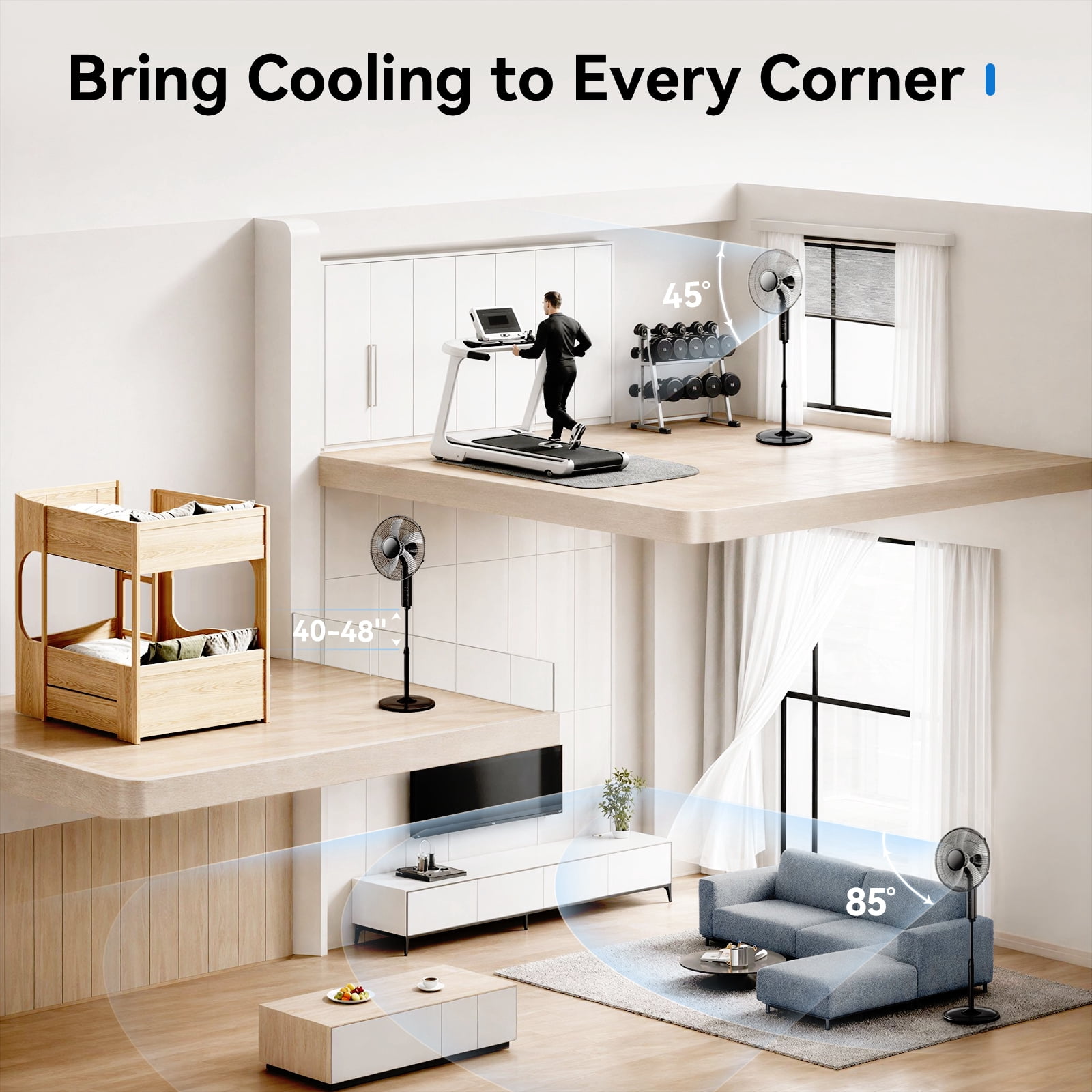 Goosiay 16" Oscillating Pedestal Fan with Remote Control, 10H Timer Stand up Fan, Ultra Quiet Fan for Bedroom Home Office