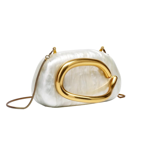 Ataucjin Women's Gold Purse with Removable Chain,Acrylic Evening Bag for Wedding, Party, Prom, Cocktail