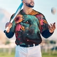 thumbnail image 5 of Kdxio Colorful Flower Dog A Mens T-Shirts Baseball Vintage Fashionable Lightweight Casual Crew Neck Slim Fit with Long Sleeves-4X-Large, 5 of 7