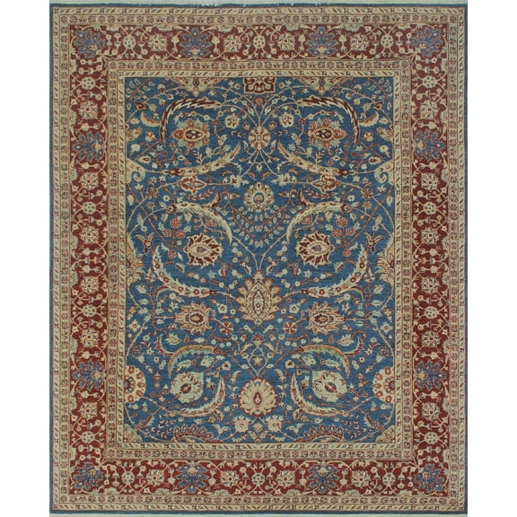 Yousafi Biford Blue/Burgundy Rug, 8'1" x 9'9"