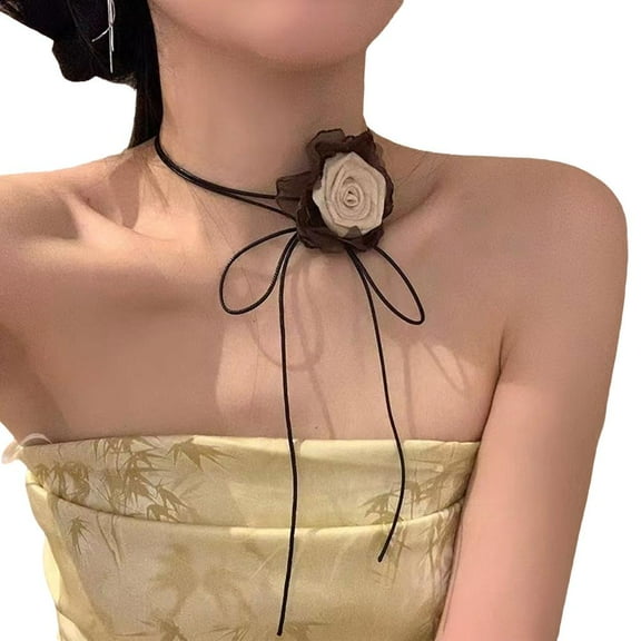 Lttoisl® Flower Tie Neck Chain, Homemade Rose Necklace, Multifunctional Wristband↕ X9I8