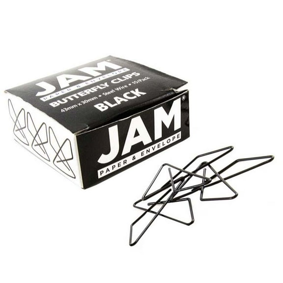 JAM Paper Butterfly Paper Clips, Black, 1 Pack, 15 per Pack