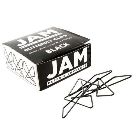 JAM Paper Butterfly Clips, Black Medium Paperclips, 1.5 in, 15/Pack