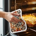 thumbnail image 3 of Burnt Orange Green Pot Holders for Kitchen Heatproof Potholder, 5 Pack Vintage Abstract Flowers Hot Pads Multipurpose Oven Pads Cloth Potholders Trivet for Cooking Baking, 3 of 8