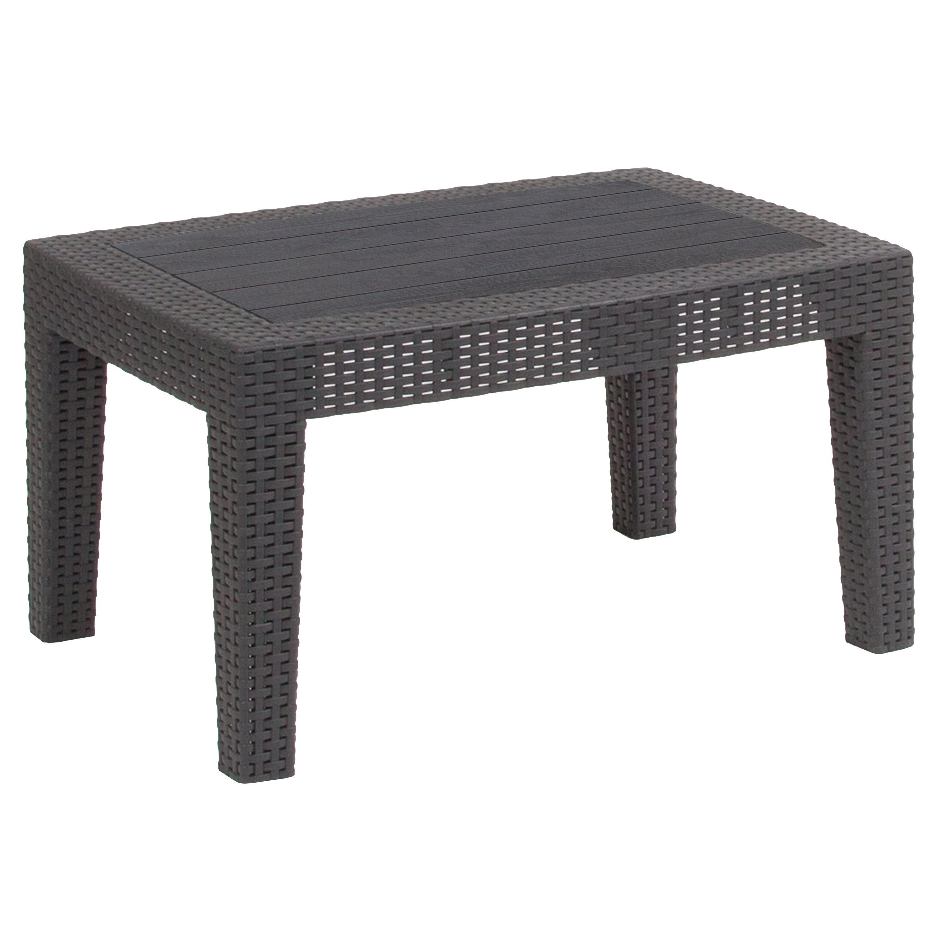 Flash Furniture Dark Gray Faux Rattan Coffee Table - Walmart.com - Walmart.com