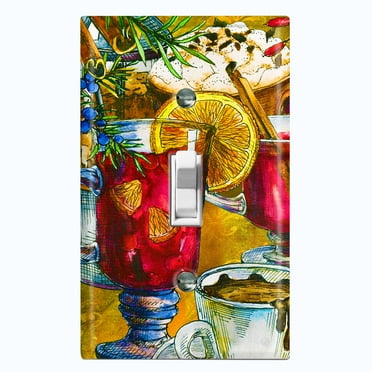 Metal Light Switch Plate Cover Cafe Brunch Drinks COF017