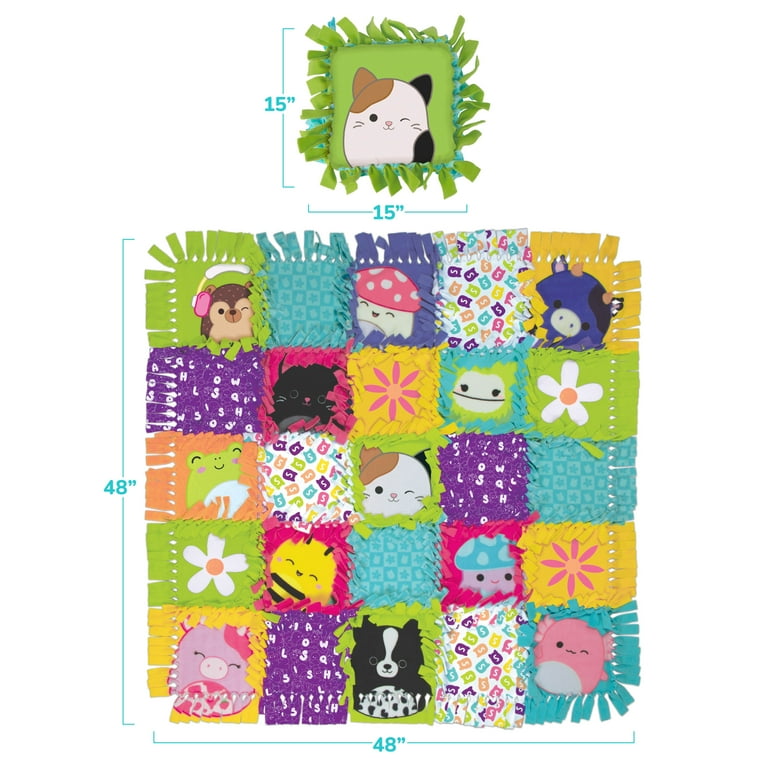 Squishmallows Pattern No-Sew Blanket Pillow Tween DIY Craft Kit