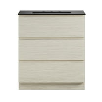 Liberte 30" Freestanding Bathroom Vanity in White Oak with Black 3-Hole Widespread Sink Top