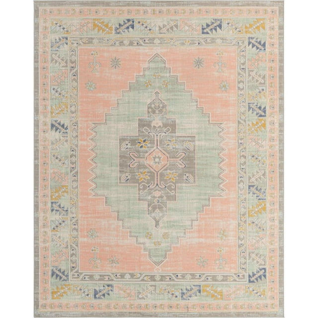 Unique Loom Whitney Bright Medallion Rug 8' x 10' Rectangle Powder Pink/Ivory