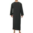 thumbnail image 3 of INSPIRE CHIC Nightgown for Men's Loose Fit Pajamas Long Sleeves V Neck Comfy Nightshirts M Black, 3 of 4