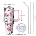 thumbnail image 3 of Halloween Design 40oz Tumbler w/Handle - Ghosts/Pumpkins Double Wall Insulated Stainless Steel Cup, Leakproof Lid, Gift Ready, 3 of 5