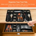 thumbnail image 2 of HAIDAIYA 45 Pack Drawer Organizer Trays Set, 3 Sizes Plastic Divider Storage Bins for Desk, Makeup, Tool Box, Jewelry (Black), 2 of 7