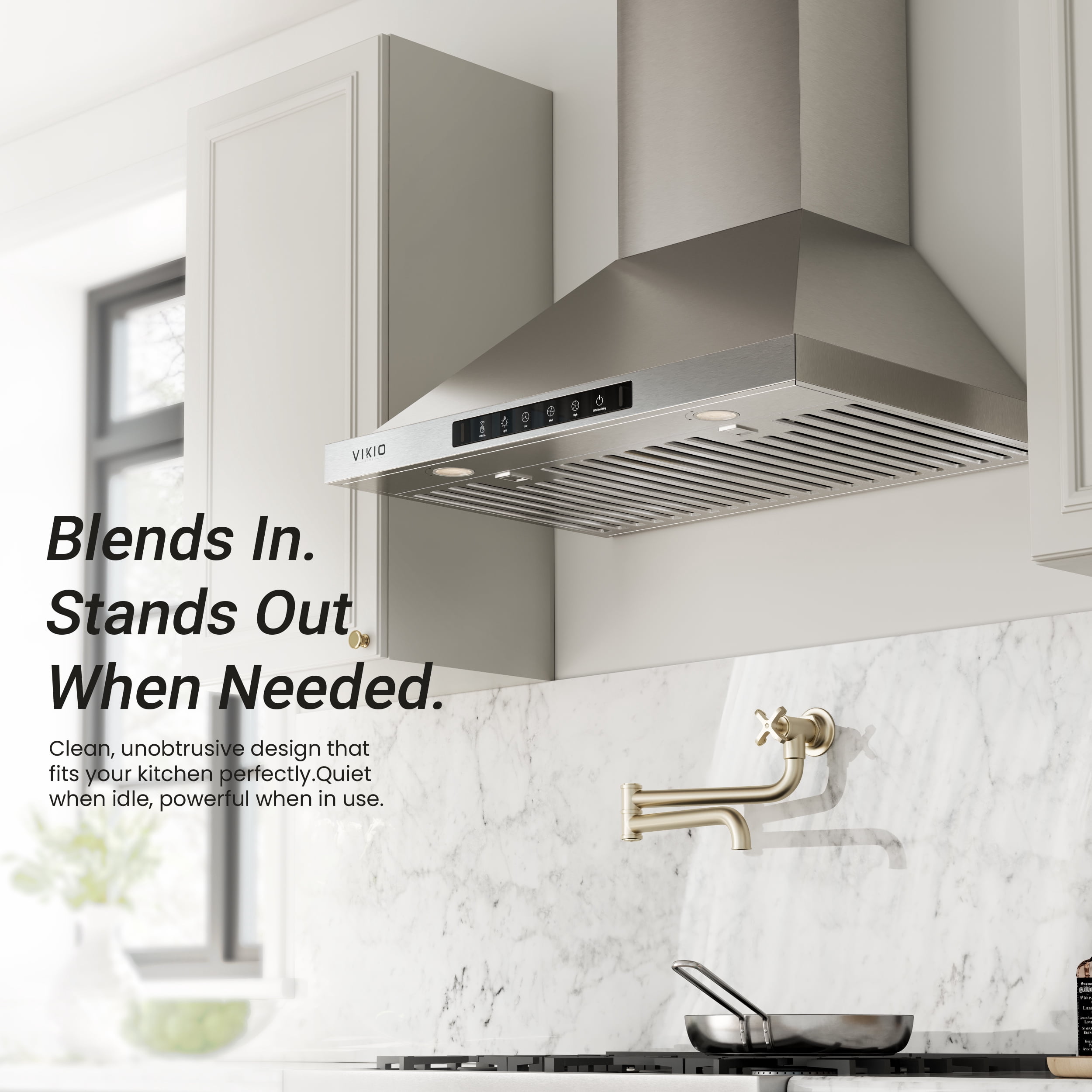 VIKIO 30 in. Wall Mount Range Hood, 900 CFM, Ducted, Stainless Steel with LED Lighting