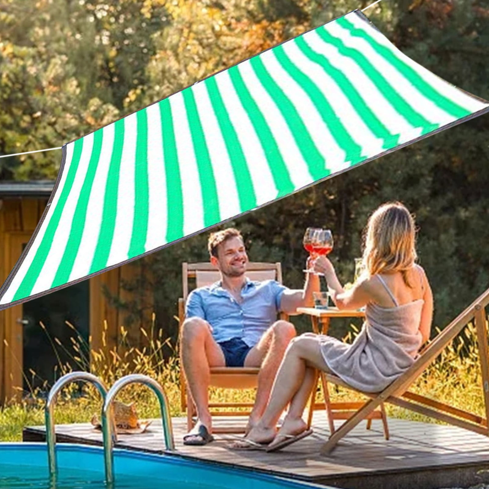 Byujiro Striped Sun Shade Net 6.5x16.4ft Sun Shade Cloth with Grommets, Breathable Heat Reduction Shade Fabric for Patio, Garden, Backyard, Pool, Pergola & Outdoor Canopy