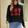 thumbnail image 3 of CEHVOM Mode Femme Décontractée Couleur Unie Tricoté Impression Saint-Valentin Chandail Manches Longues Col Rond Liquidation, 3 of 7