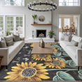 thumbnail image 4 of Sunflowers Rustic Area Rugs 8x10 for Living Room, Spring Summer Pastoral Flowers Black Non Slip Washable Rug Runner, Low Pile Indoor Floor Carpet Mat Bathroom Rugs for Bedroom, Kids Room, 4 of 9