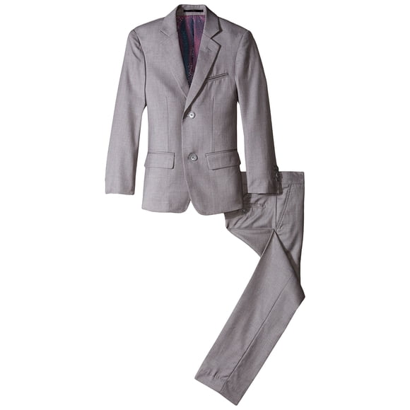 Isaac Mizrahi Big Boys' Slim Boys 2 Piece Cut Linen/Cotton Suit, Light Grey, 10