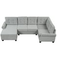 thumbnail image 2 of 120" Modern U-Shaped Corner Sectional Sofa Upholstered Linen Fabric Sofa Couch for Living Room, Bedroom, Gray 70AAE, 2 of 8