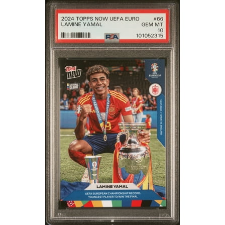 PSA 10 Lamine Yamal 2023 Topps Now #66 Youngest to win the Final Rookie Card