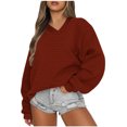thumbnail image 1 of GigrtiJin Women Spring Fall Sweatshirts V Neck Long Sleeve Ribbed Knit Tunic Tops Lightweight Casual Loose Oversized Top, 1 of 4
