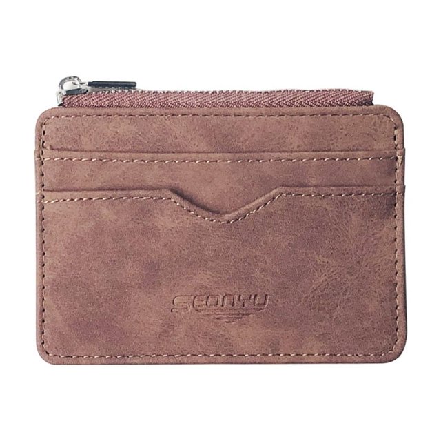 Cartera corta de cuero esmerilado para hombre, estilo coreano, con cremallera, monedero, tarjetero, tarjetero