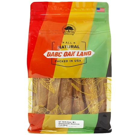 Premium South African Dried Fish Maw AAA Grade Fish Glue Tubes Wild Natural Sun Dried, Rich in Collagen and Vitamins 8OZ Bag M