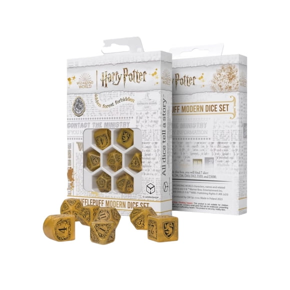 Juego de dados Q-Workshop Harry Potter Hufflepuff Modern Yellow