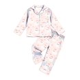 thumbnail image 7 of Gubotare Girls Christmas Pajamas in Satin with Button Down Front and Long Sleeve Holiday Loungewear Set Size 13-14,White, 7 of 7