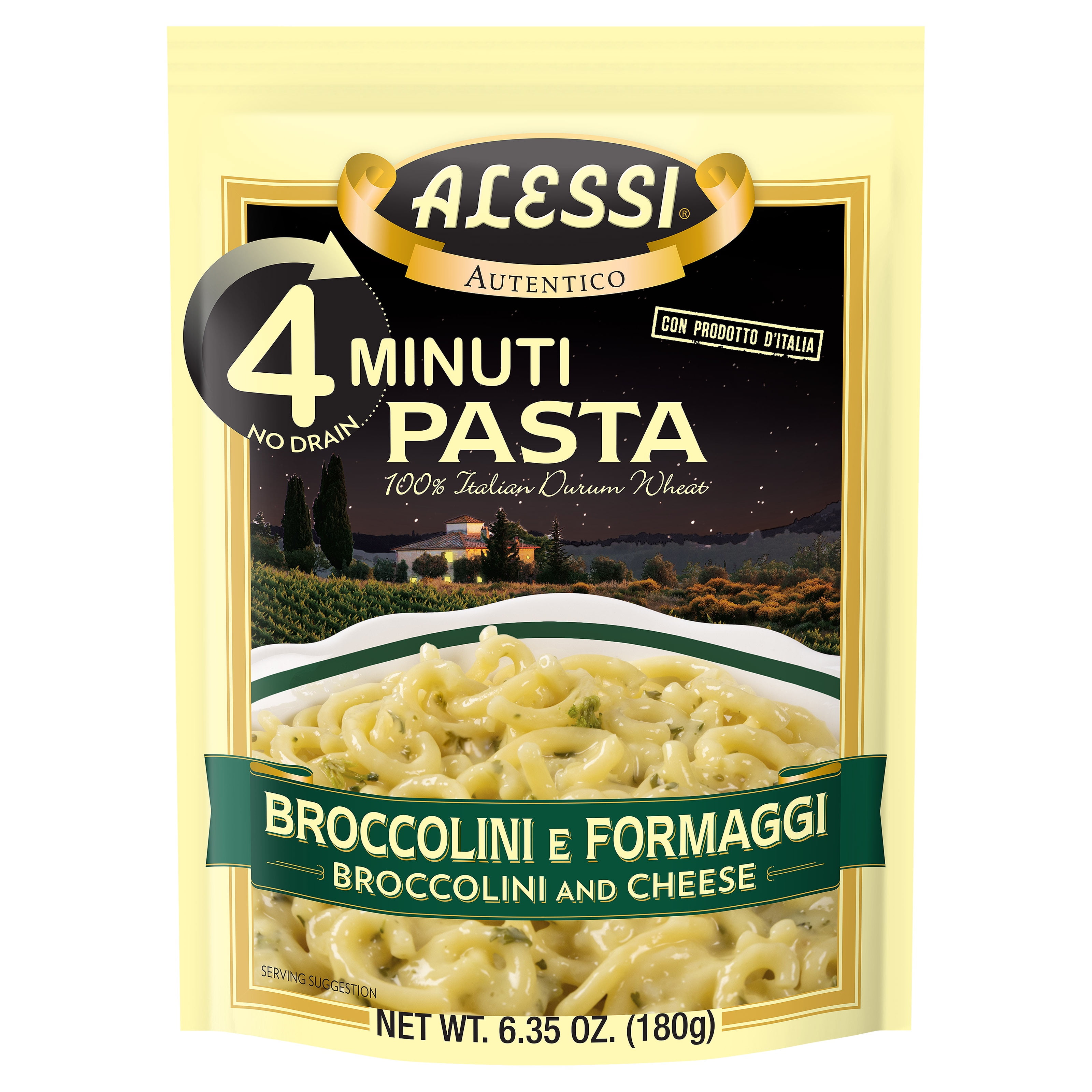 (4 pack) Alessi Pasta Broccoli e Formaggi 6.35 oz Shelf Stable