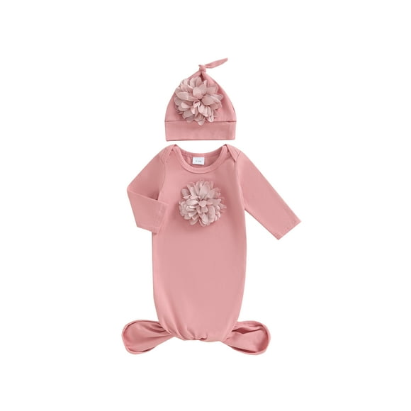 SUNSIOM Toddler Girl Long Sleeve Sleeping Sack Cute Flower Baby Wearable Blanket and Beanies Hat Set for Newborn Infant