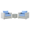 thumbnail image 2 of Modway Convene 3-Piece Modern Fabric/Rattan Outdoor Set in Light Gray/Light Blue, 2 of 3