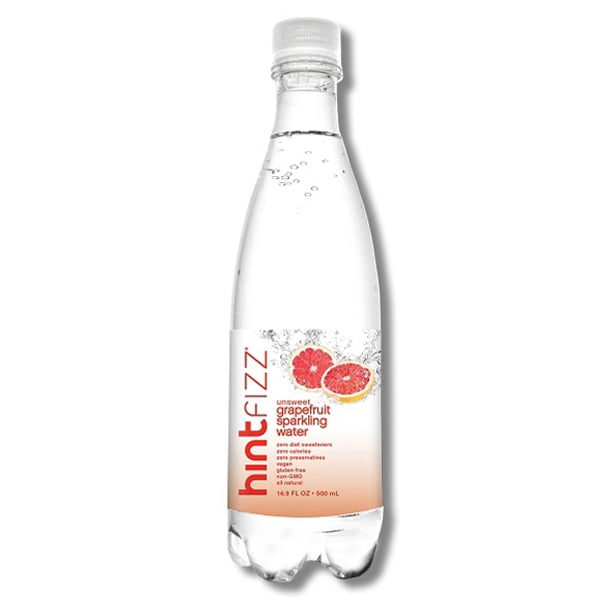 Hint Fizz Sparkling Grapefruit Essence w-a-t-e-r 16 oz Plastic Bottles Pack of 12 by