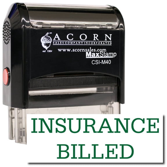 Large Self-Inking Insurance Billed Stamp with Red Ink