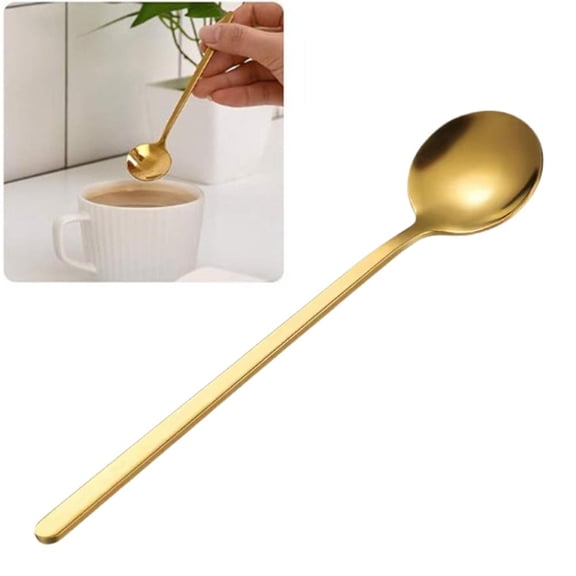 Golden Mini Coffee Spoon, 5.27" Stainless Steel Dessert Stirring Spoon, Small Elegant Stir Mix Tool