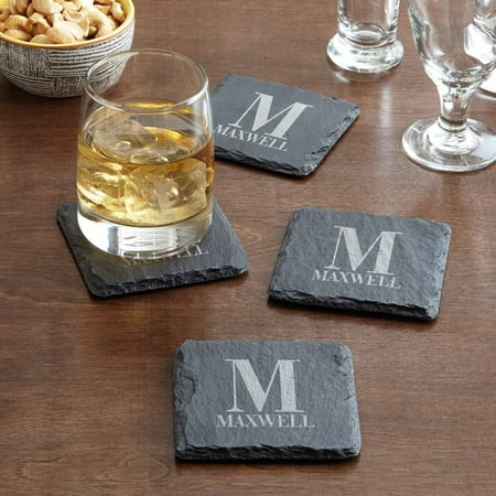 - Personalized Family Name and Initial Slate Coasters