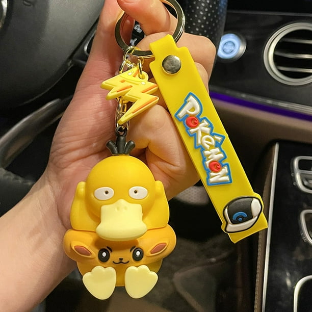 Gprince Pikachu Keychain Pokemon Action Figure Pendant Psyduck  Cross-dressing Car Key Rings 