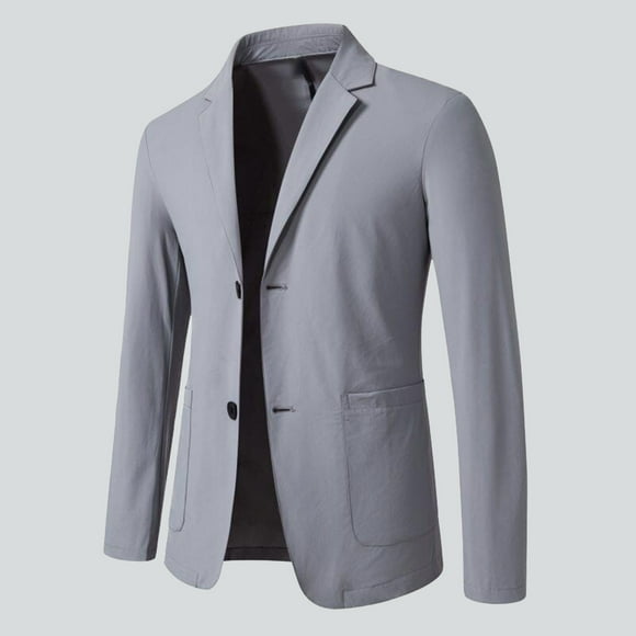 Mceream Casual Lightweight Blazers for Men with Pockets Single Breasted Slim-Fitted Business Lapel Suit Jackets for Work Plus Size Outwear Chamarra De Trabajo Para Hombre Gray XXL