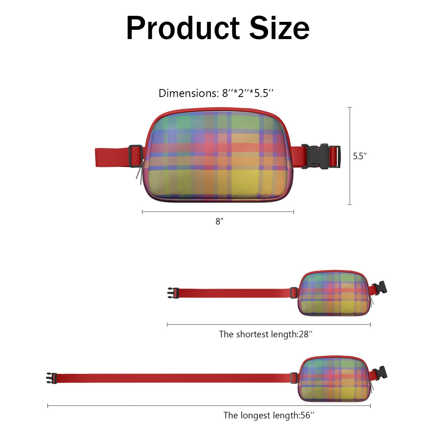 Rustic Plaid Fanny Pack – Farmhouse Style Belt Bag with Classic Buffalo Plaid Design
