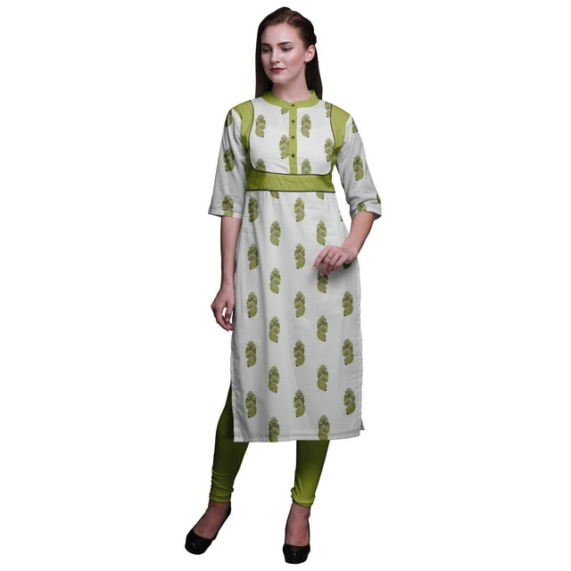 Bimba Robe Tunique Droite en Viscose Imprimée Style Santoon pour Femmes Vêtements Indiens