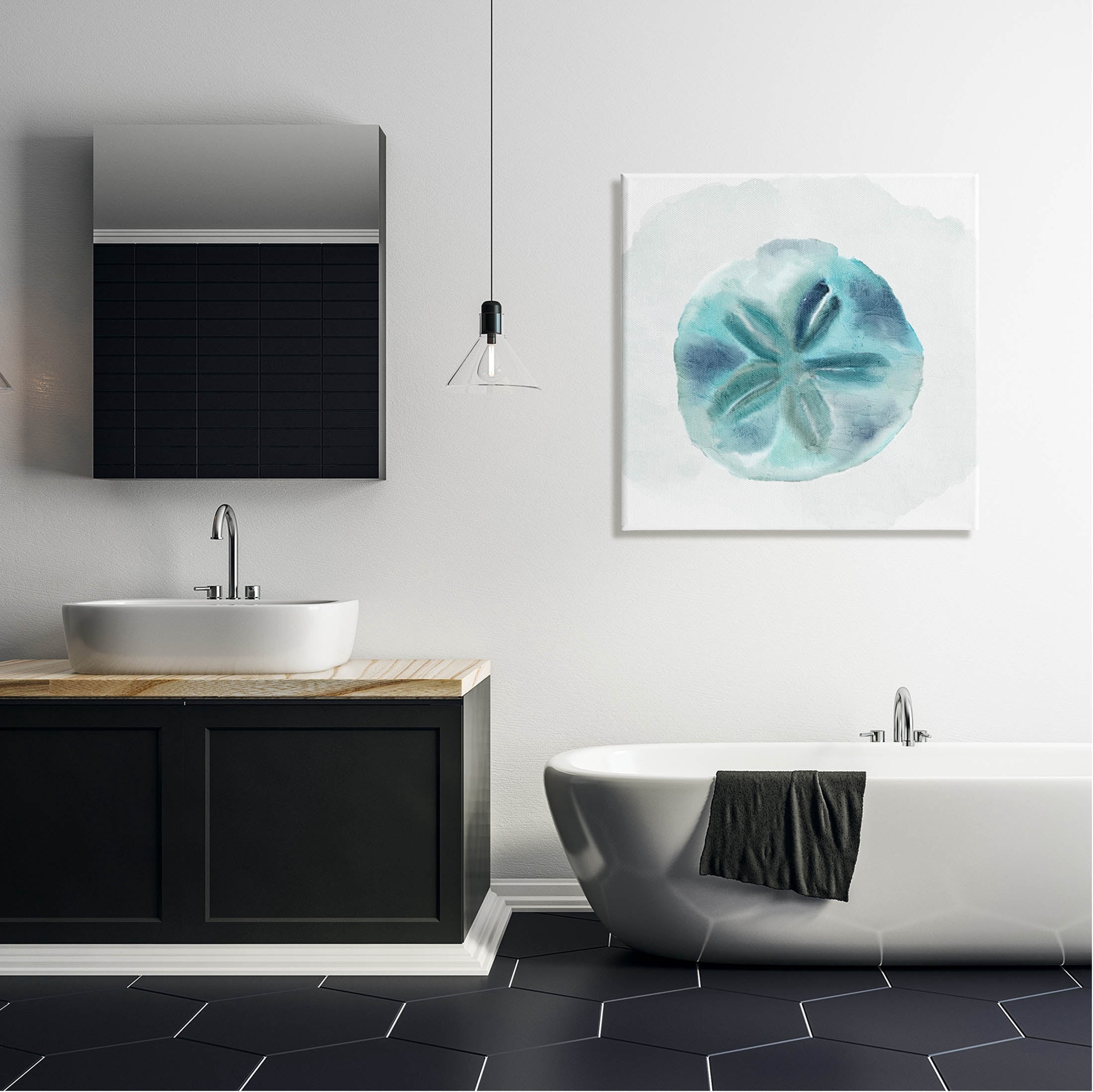 Stupell Industries Beachy Blue Sand Dollar Graphic Art Gallery Wrapped Canvas Print Wall Art, Design by Kim Allen