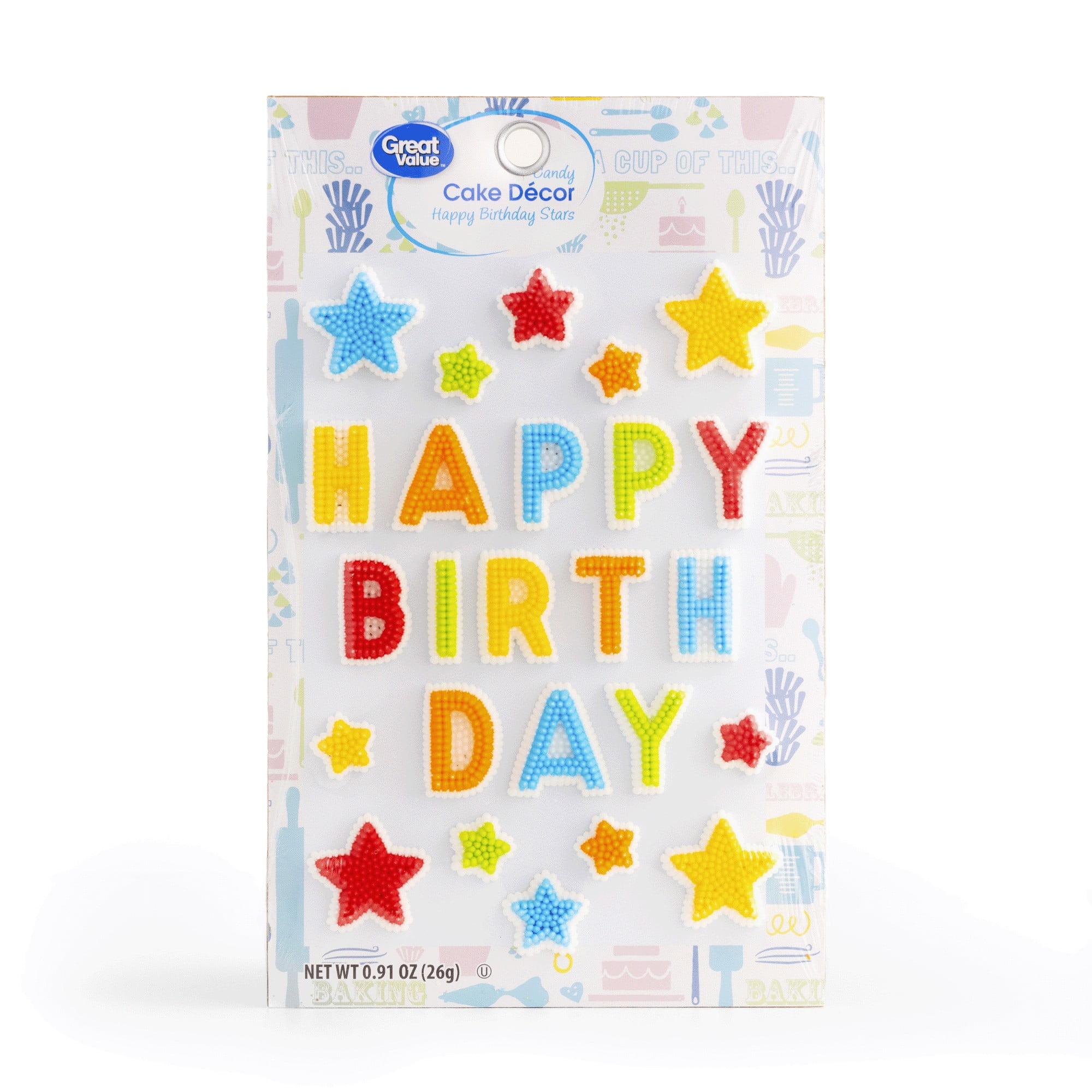 (3 pack) Great Value Happy Multicolor Birthday Stars Candy Card, 0.91 oz