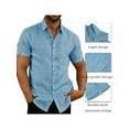 thumbnail image 6 of Men's Short Sleeve Shirt Casual Button Down Cotton Linen Loose Beach Wedding Shirt, 6 of 7