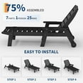 thumbnail image 4 of 2-Pack HDPE Pool Lounge Chairs - 5-Position Adjustable Chaise Lounges w/Casters & Cup Holder (450lb Capacity, Black/White/Grey), 4 of 7