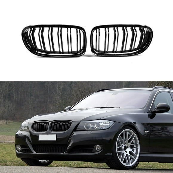 E90 Grille, ABS Gloss Black Front Replacement Kidney Grill for 3 Series E90 E91, 2008-2011